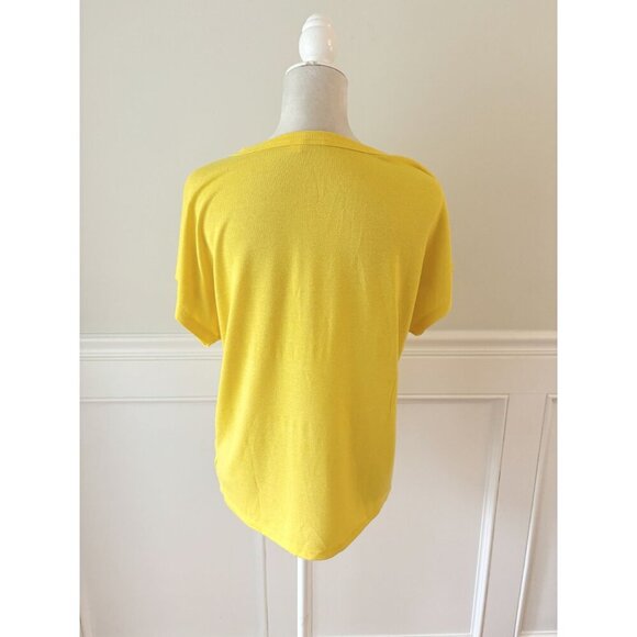 Gap Yellow Scoop Neck Short Sleeve Tee S Lightweight Cotton Blend - Picture 3 of 4